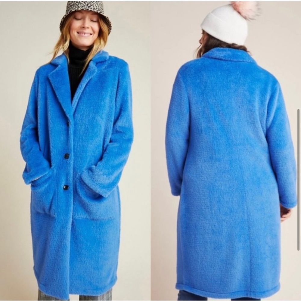 Anthropologie Sanctuary EUC furry blue coat small - Picture 1 of 9